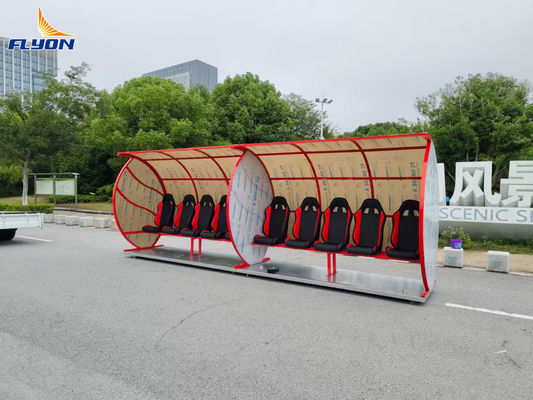 EN 13501 認証済み 耐火性のある皮革 足球チーム用の車輪付き携帯ベンチシェルター