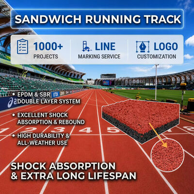 よい価格 IAAF認定 耐候性サンドイッチPU製ランニングトラック カスタマイズ可能なカラーオプション付き オンラインで